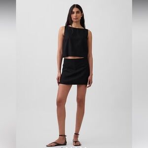Gap Black Linen-Blend Mini Skort M Petite